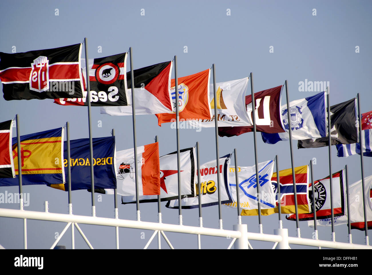 Ship flags representing many of the domestic and international ships