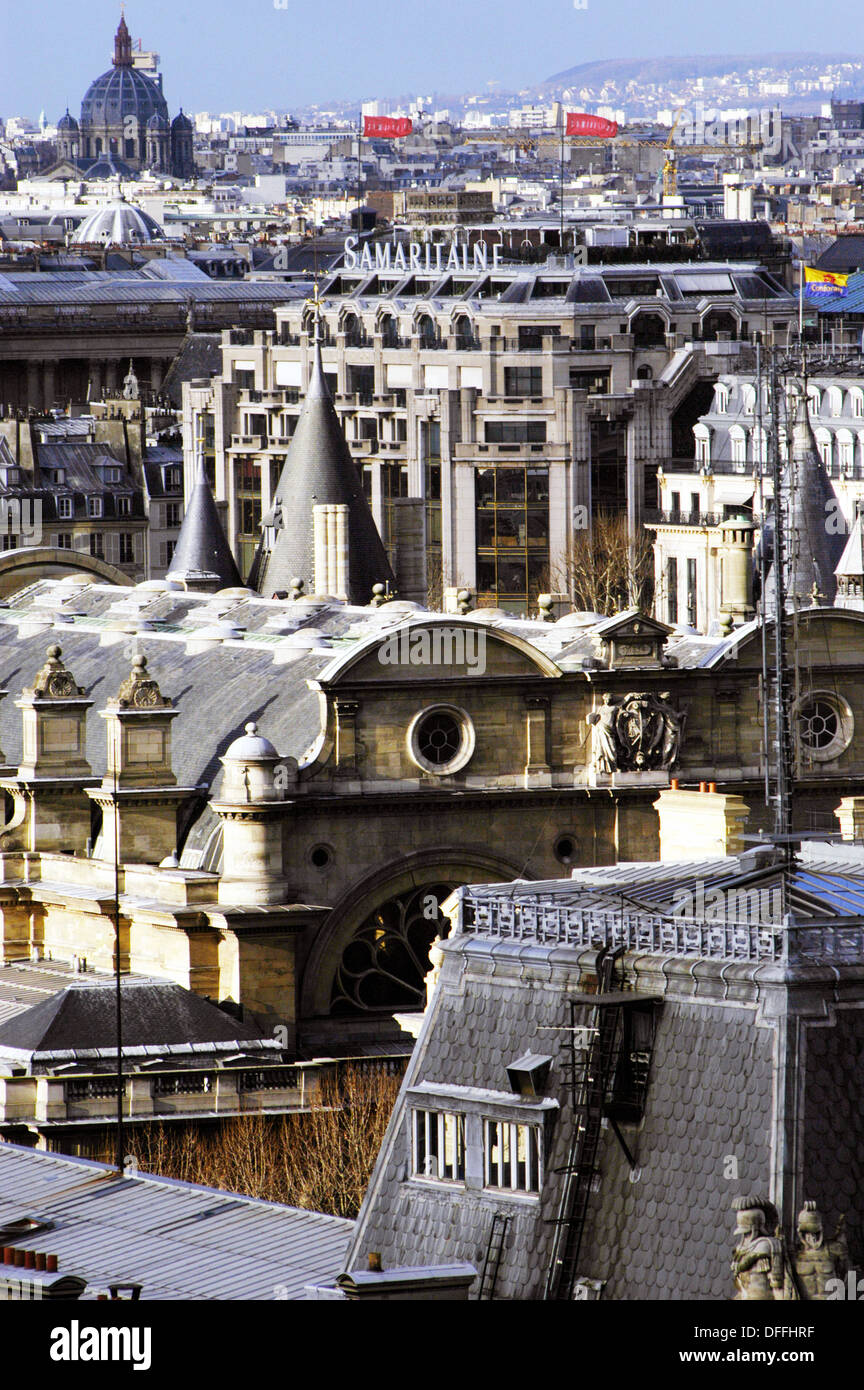 Aerial view of the Samaritaine and rooftops. Paris. France Stock Photo -  Alamy