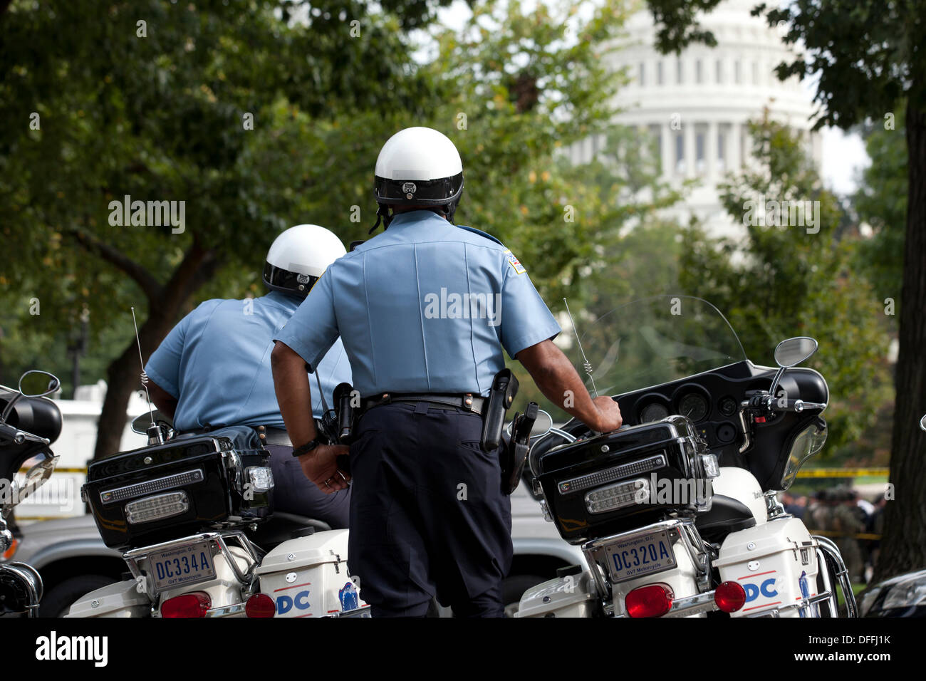 Motorcycle policemen at the US Capitol building - Washington, DC USA Stock Photo