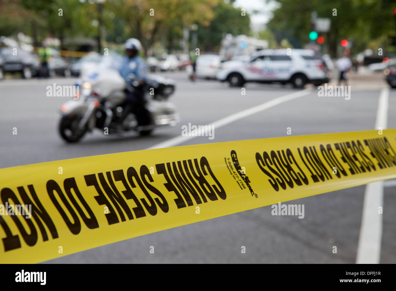 Police blockade at crime scene Washington, DC USA Stock Photo