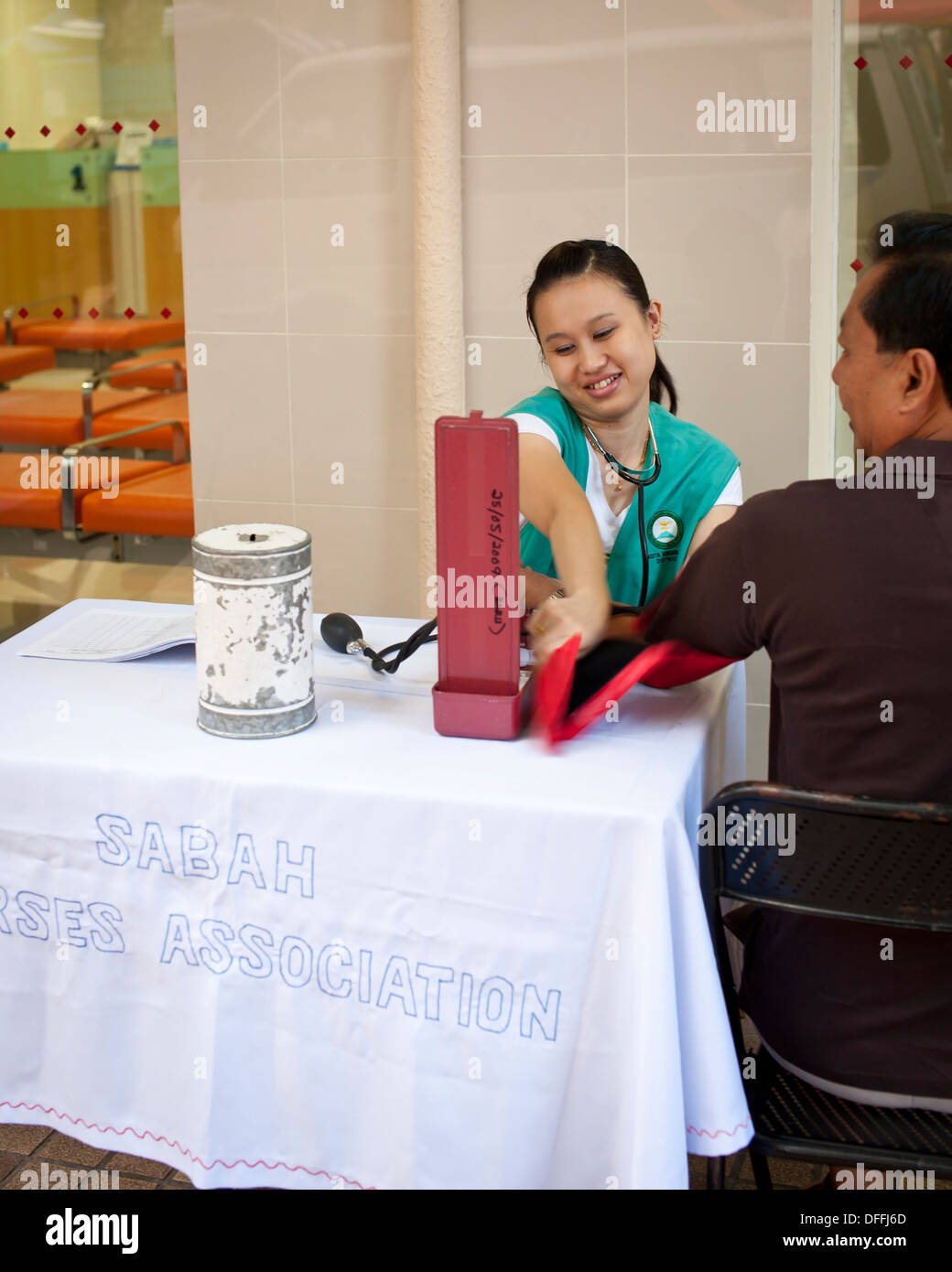 Free blood pressure testing, Sabah, Malaysia Stock Photo - Alamy
