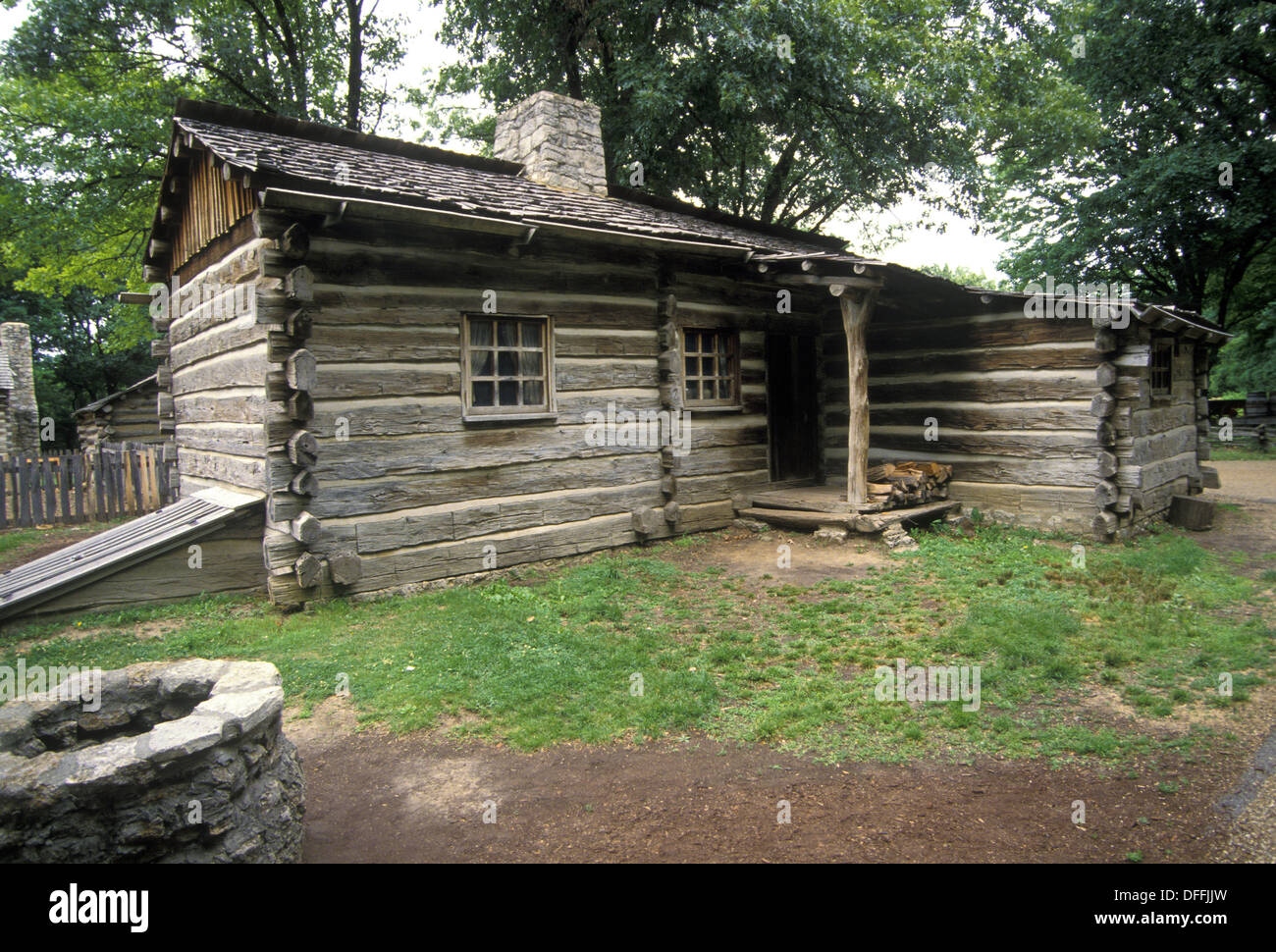 New Salem Historic Site Log Cabin Petersburg Illinois Stock Photo