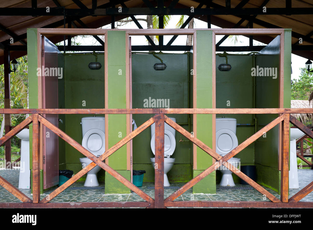 Toilet block, Klias River, Sabah Stock Photo Alamy