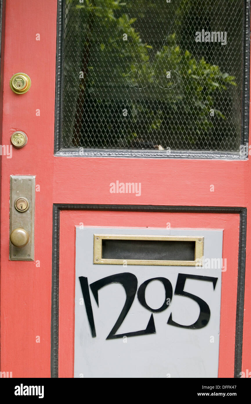 Close Up Of Red Door Of Apartment Building San Francisco