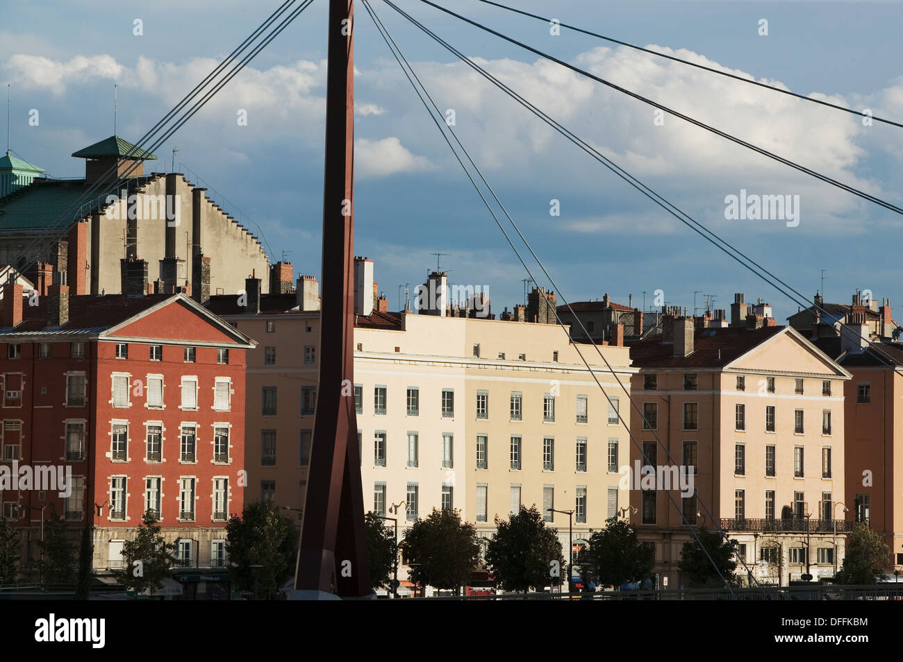 Passerelle of the Palais de Justice bridge and colorful apatment ...
