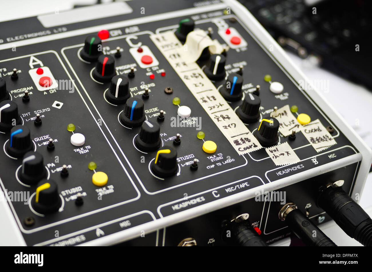 Audio switchboard for commentary position used by a Japanese TV crew