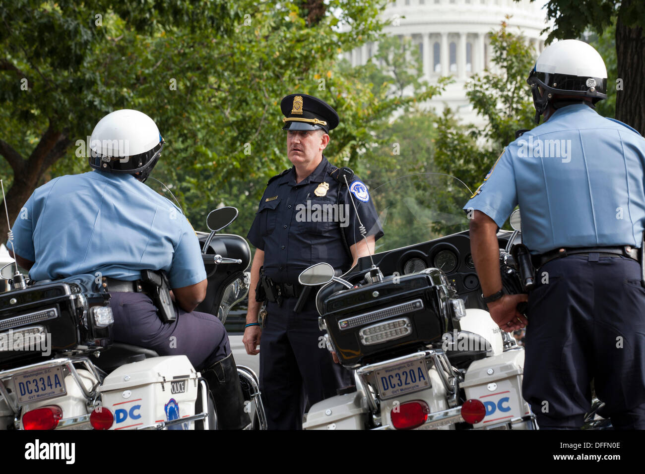 MPD Motorcycle unit policemen at the US Capitol building - Washington, DC USA Stock Photo