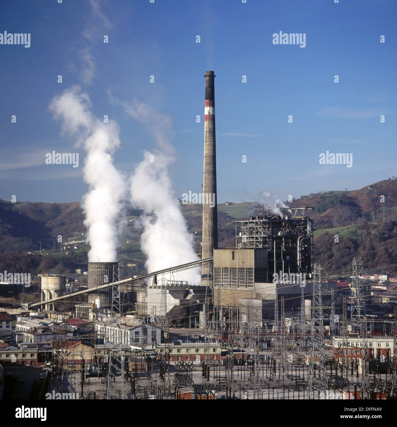 Lada thermal power station. Langreo. Asturias. Spain. Stock Photo