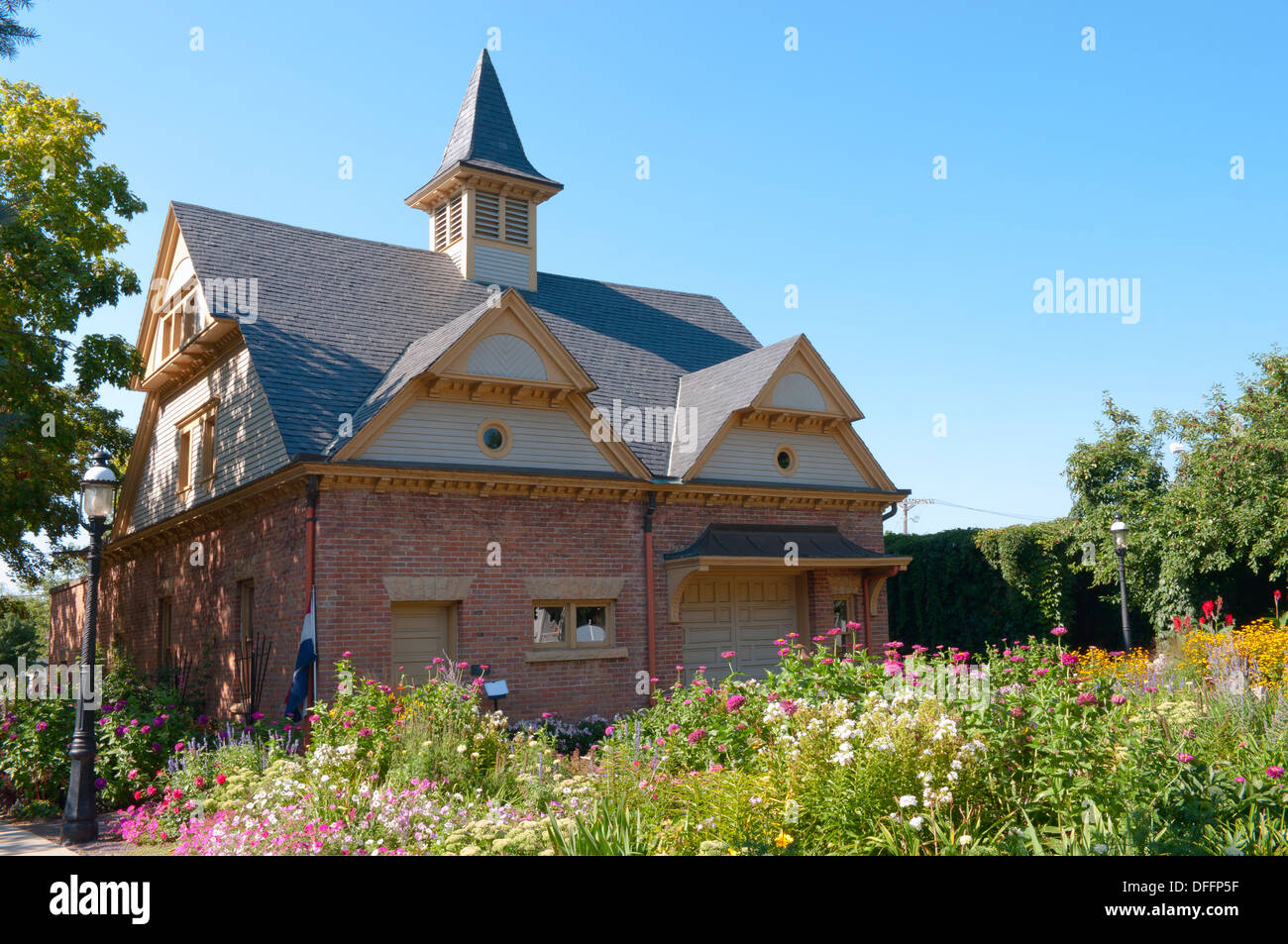 Historic carriage house and gardens of Hubbard estate now a museum in
