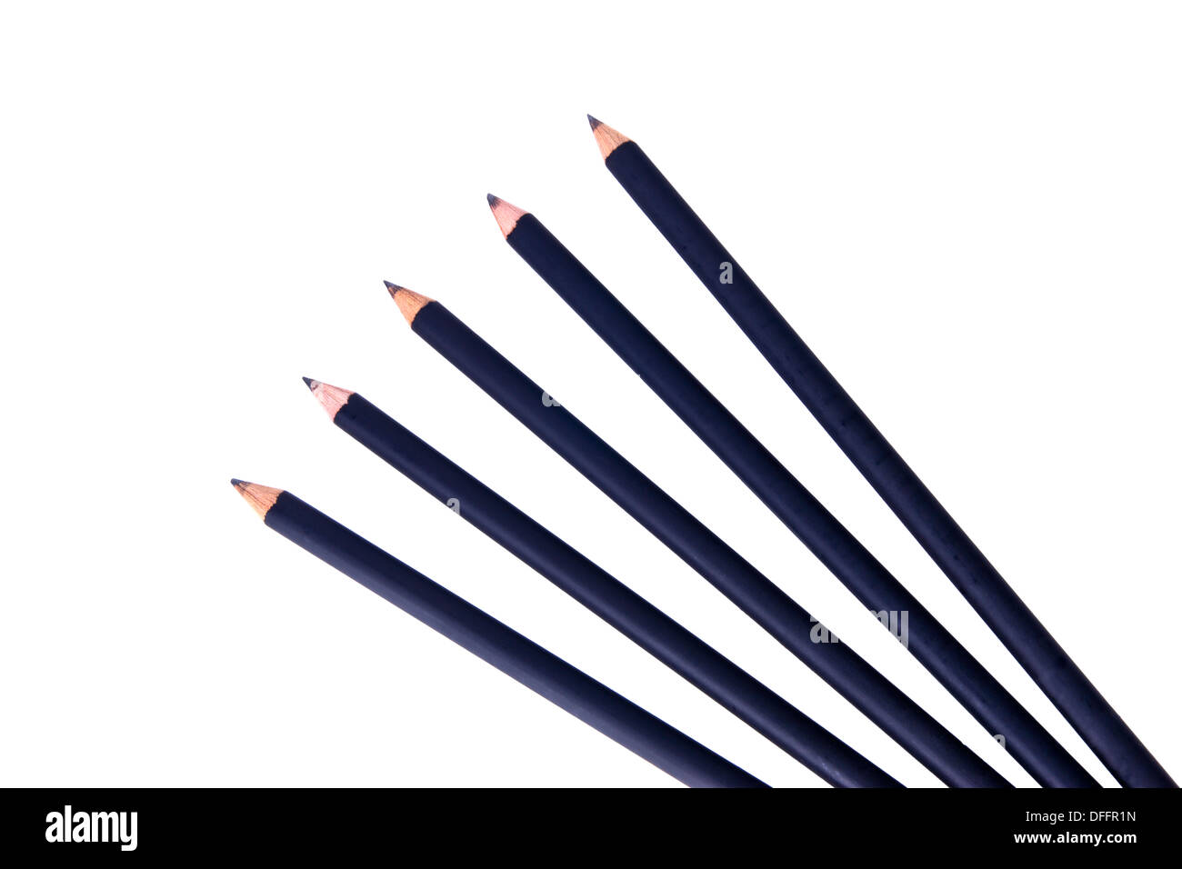 Five Pencils Separated on White Background Stock Photo
