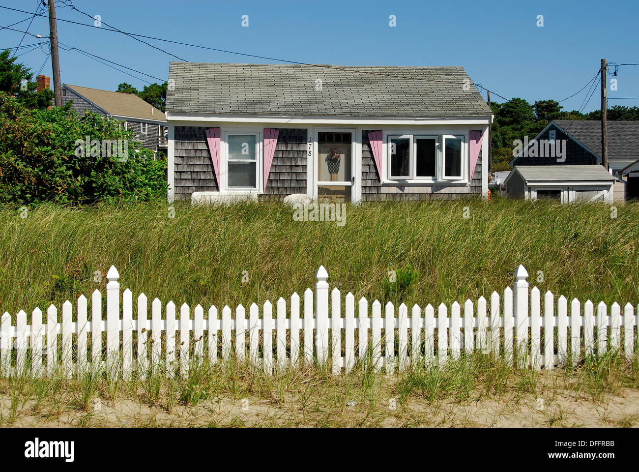 Typical rental cottage near beach in Dennis Port, Cape Cod, Massachusetts Stock Photo Alamy