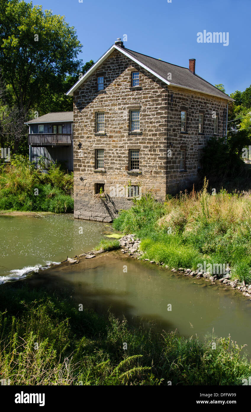 Annan Grist Mill , a popular tourist attraction in Morrison, Illiois, a town along the Lincoln Highway. Stock Photo