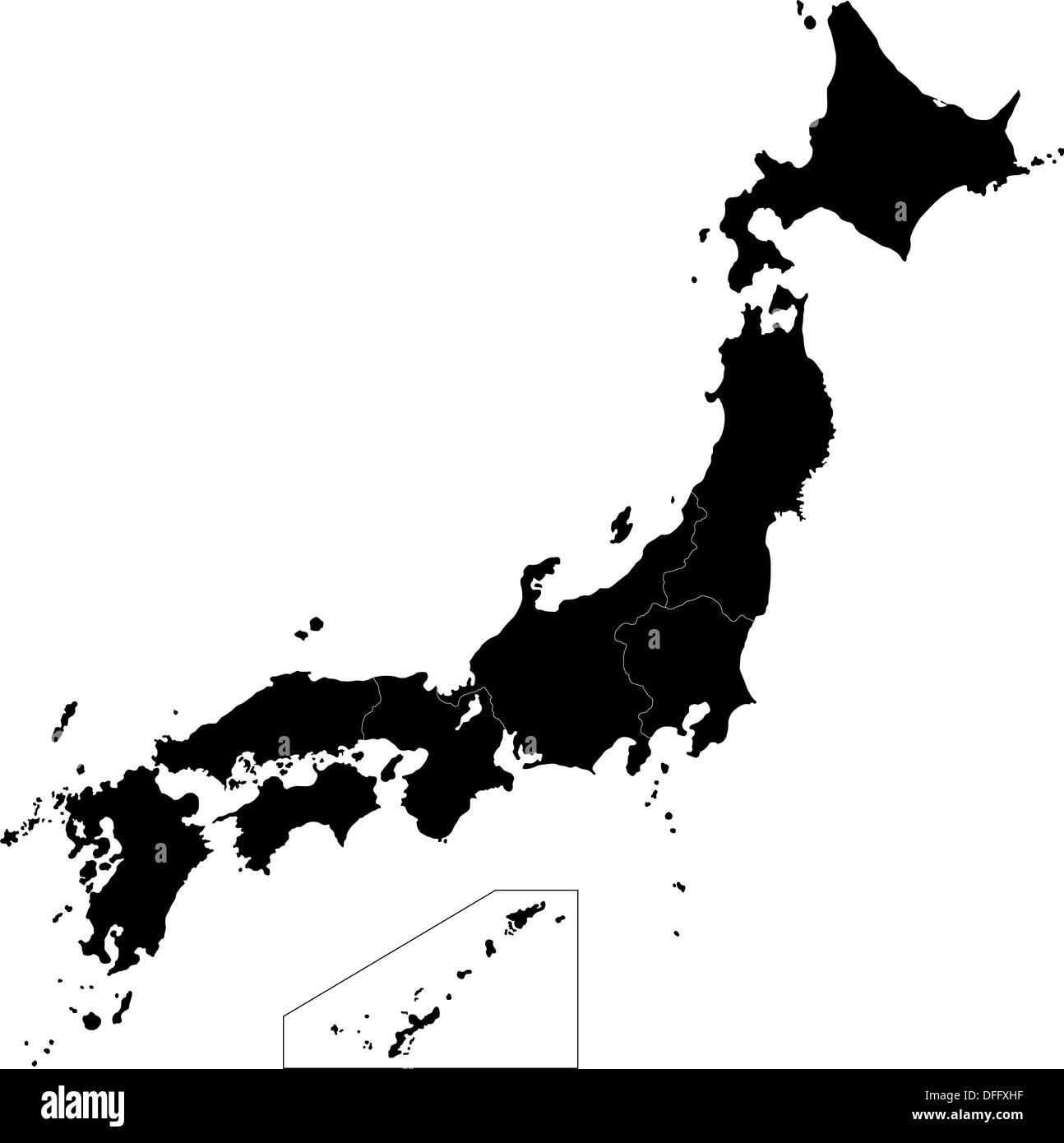 Black Japan map Stock Photo