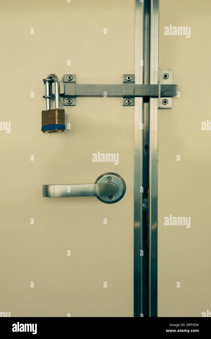 Door and padlock on nautical ship, Puget Sound, Washington Stock Photo