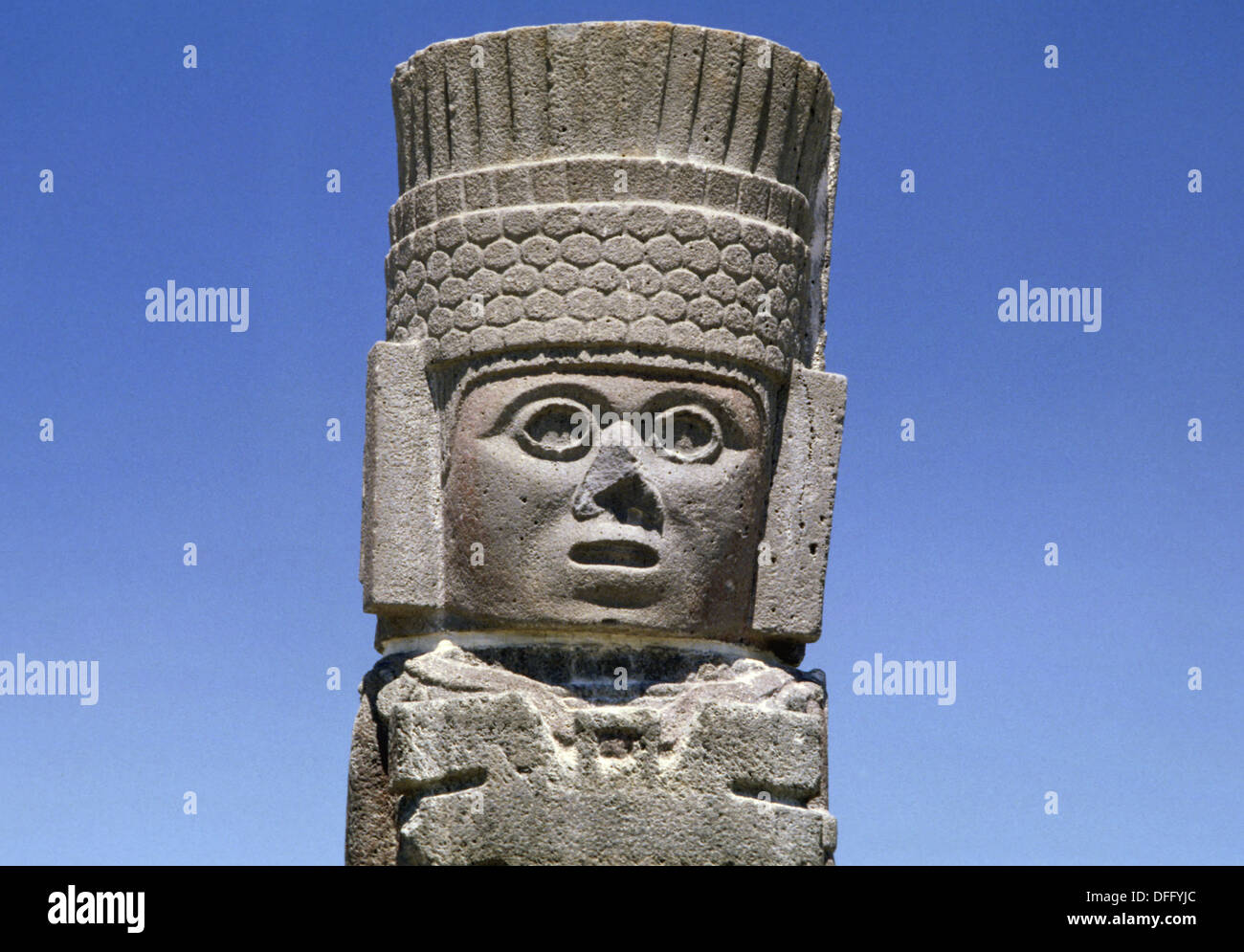 Toltec warrior statue in Tula preColumbian archaeological site