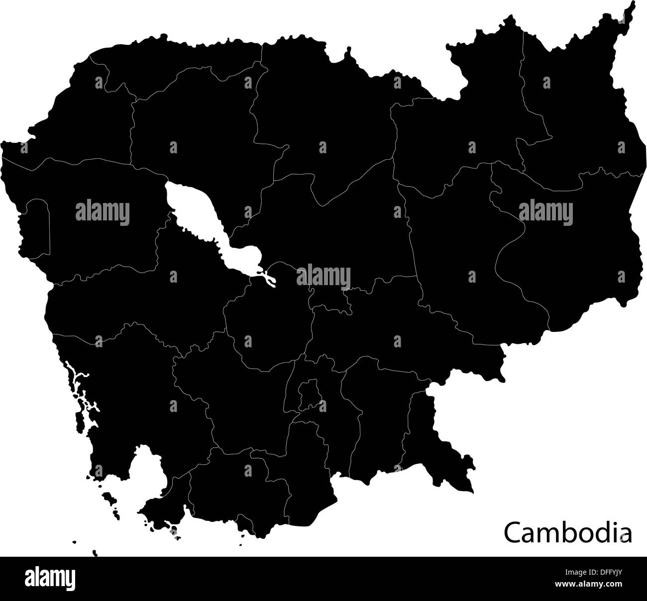 Black Cambodia map Stock Photo