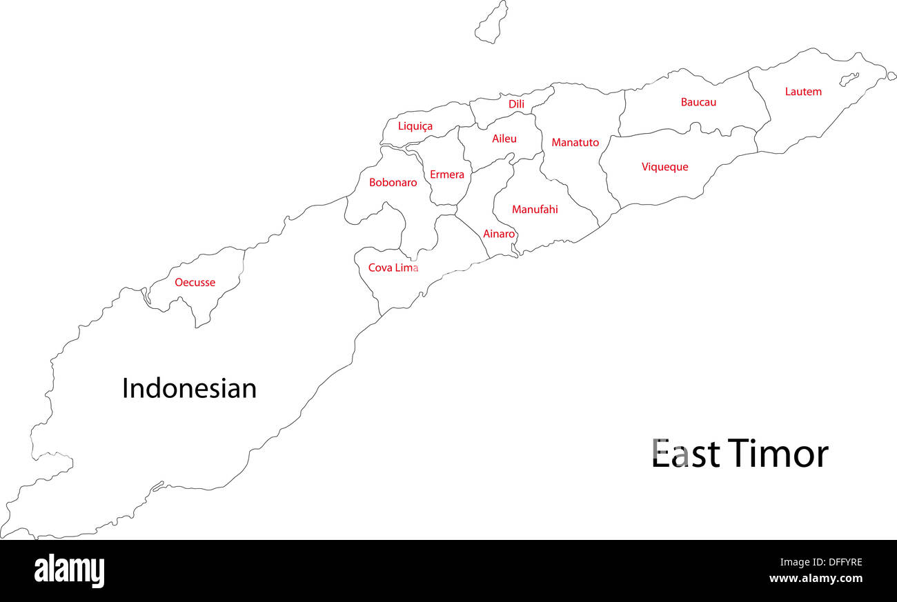 Contour East Timor map Stock Photo