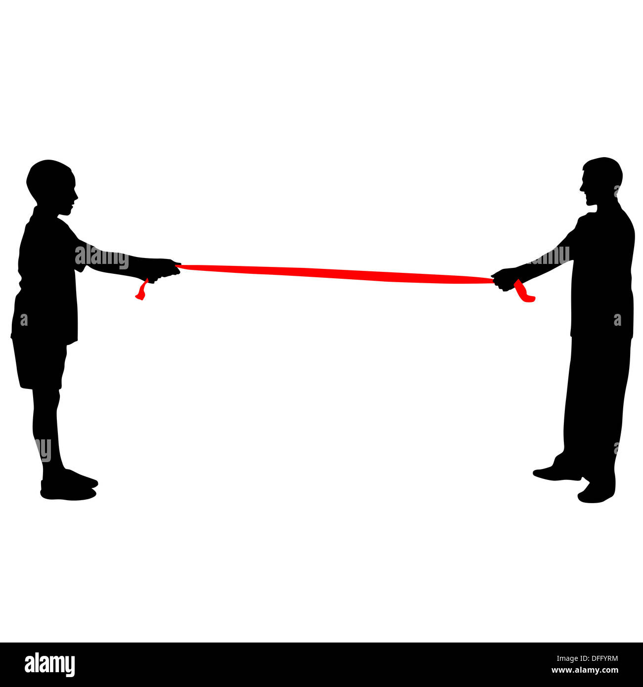 Black silhouettes of people pulling rope Stock Photo Alamy