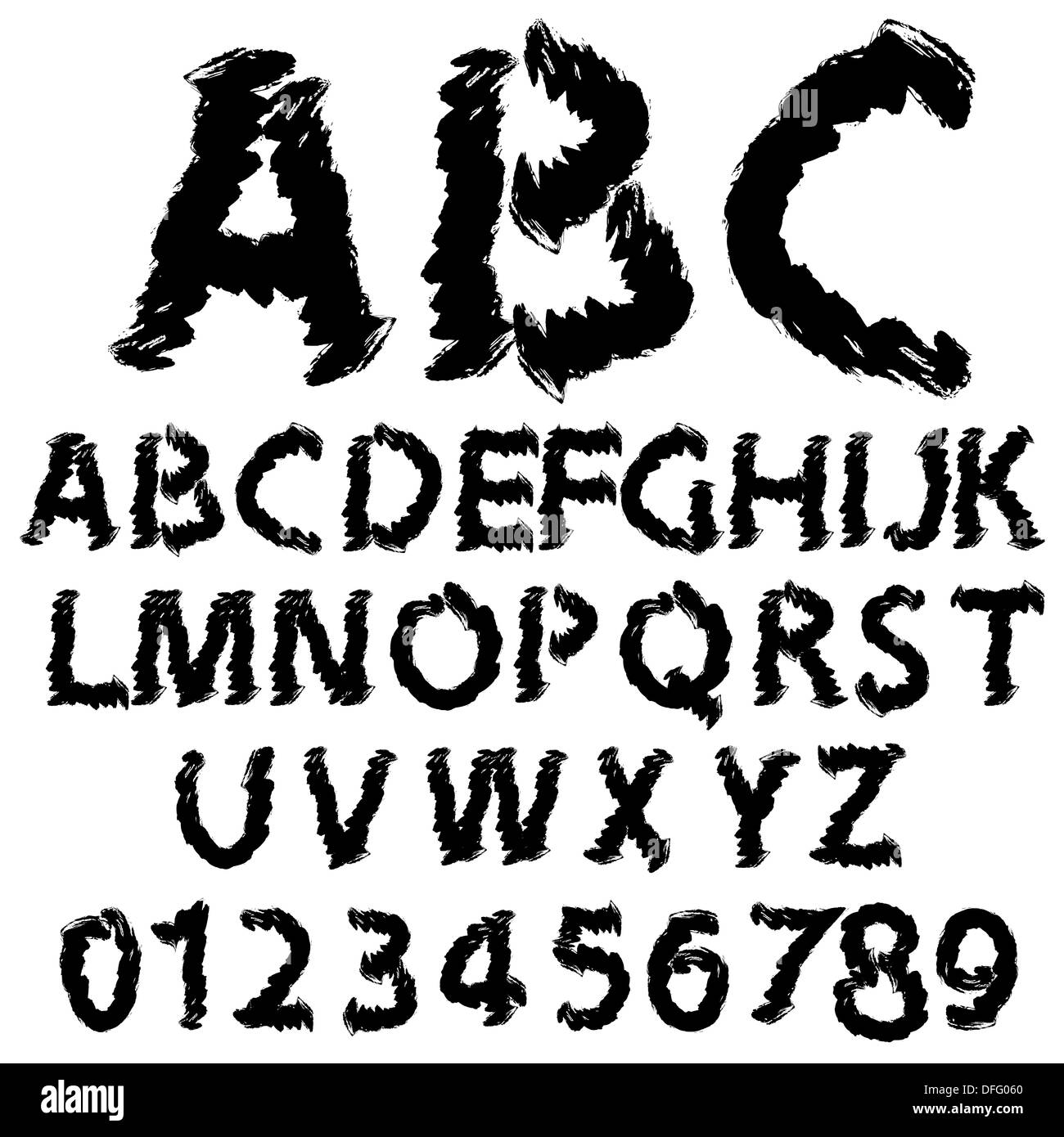 Hand drawing alphabet illustration set in black ink Stock Photo - Alamy