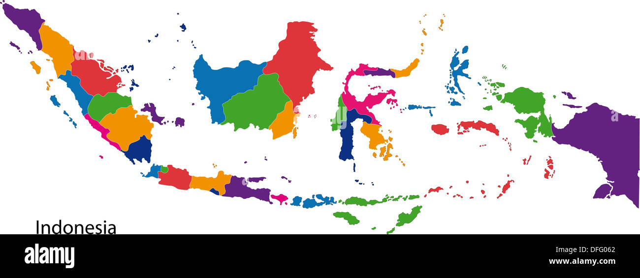 Colorful Indonesia map Stock Photo