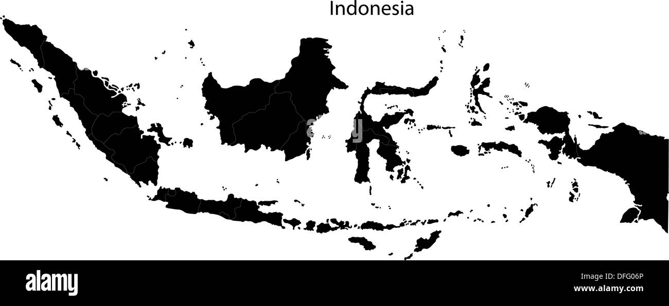 Black Indonesia map Stock Photo