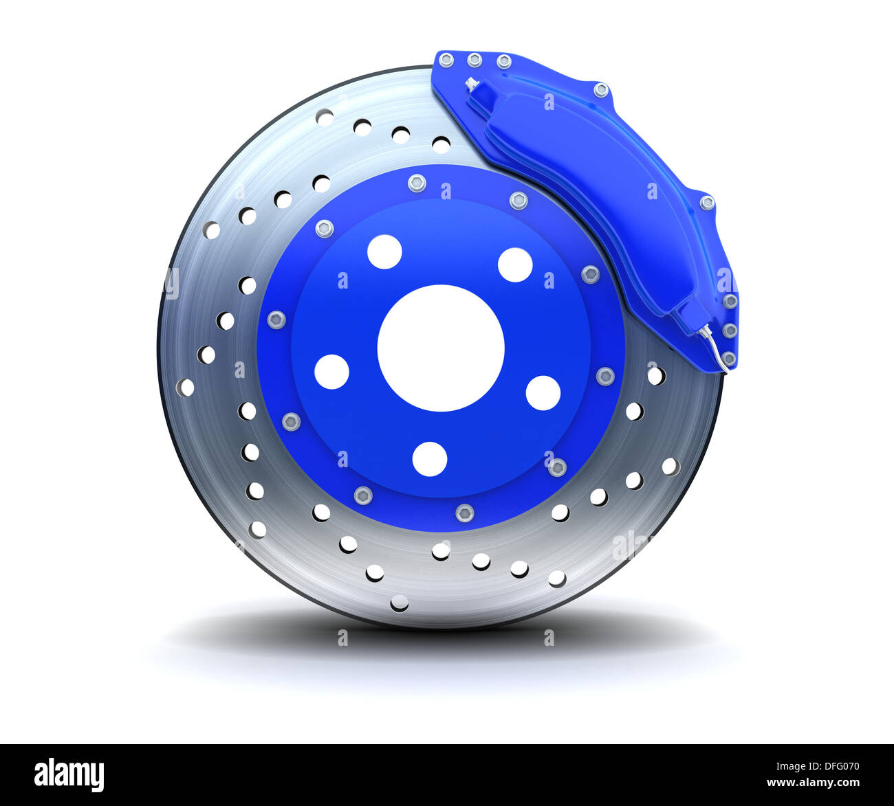 Brake car blue, on white background (done in 3d) Stock Photo