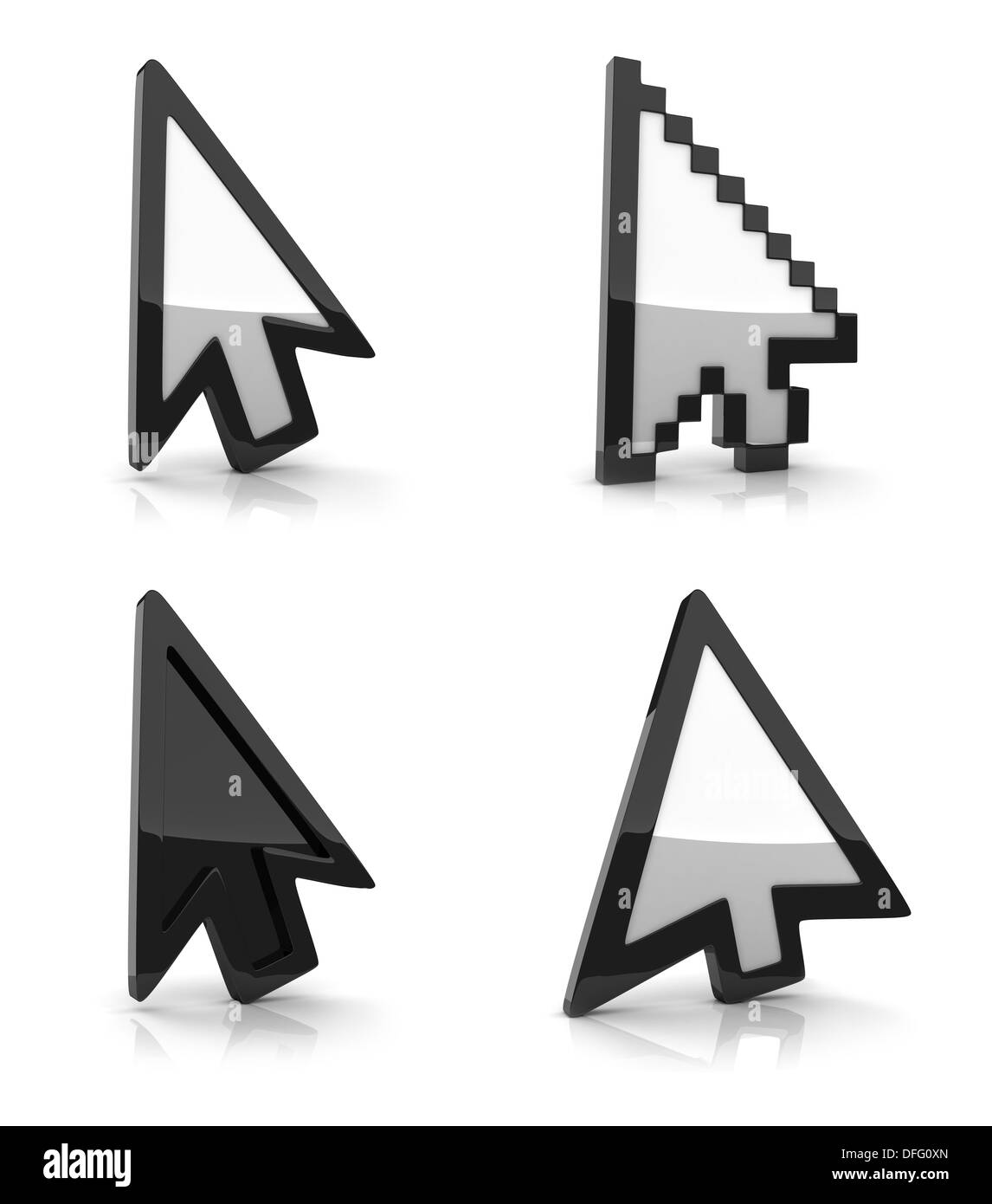 Four Cursor on white background (done in 3d) Stock Photo