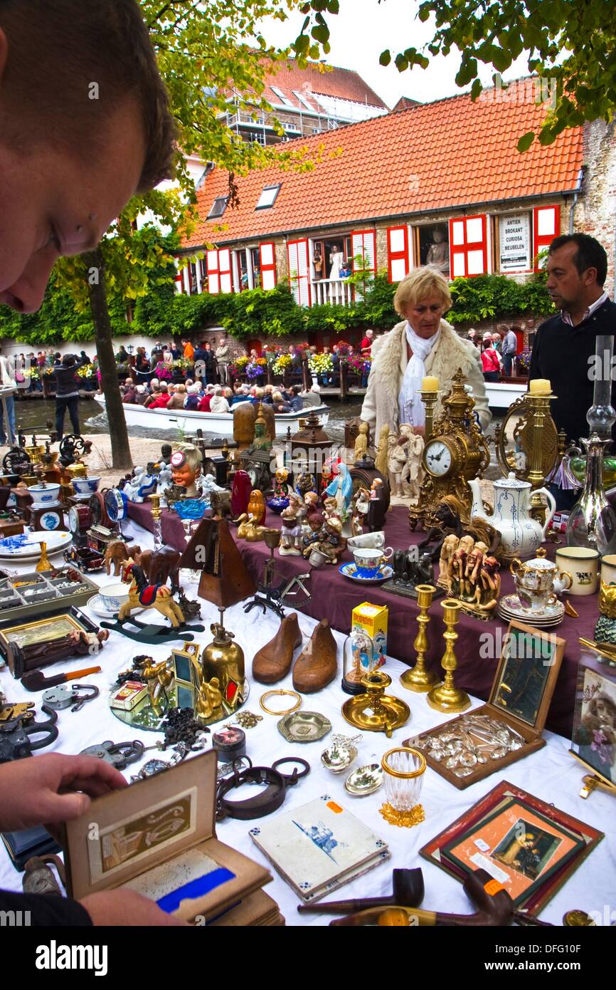 Antiques Market, Bruges, Brugge, Flanders,Belgium, UNESCO World