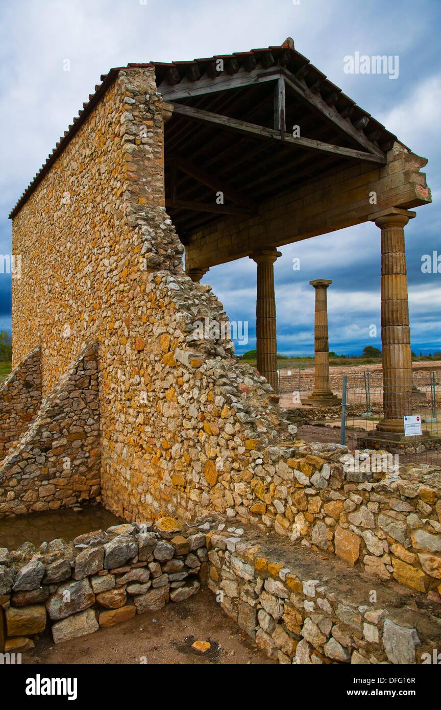 Ambulacrum 1st century BC, Roman city of Empuries, Baix Emporda, Girona province, Catalonia, Spain. Stock Photo