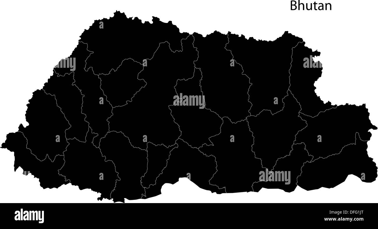 Black Bhutan map Stock Photo
