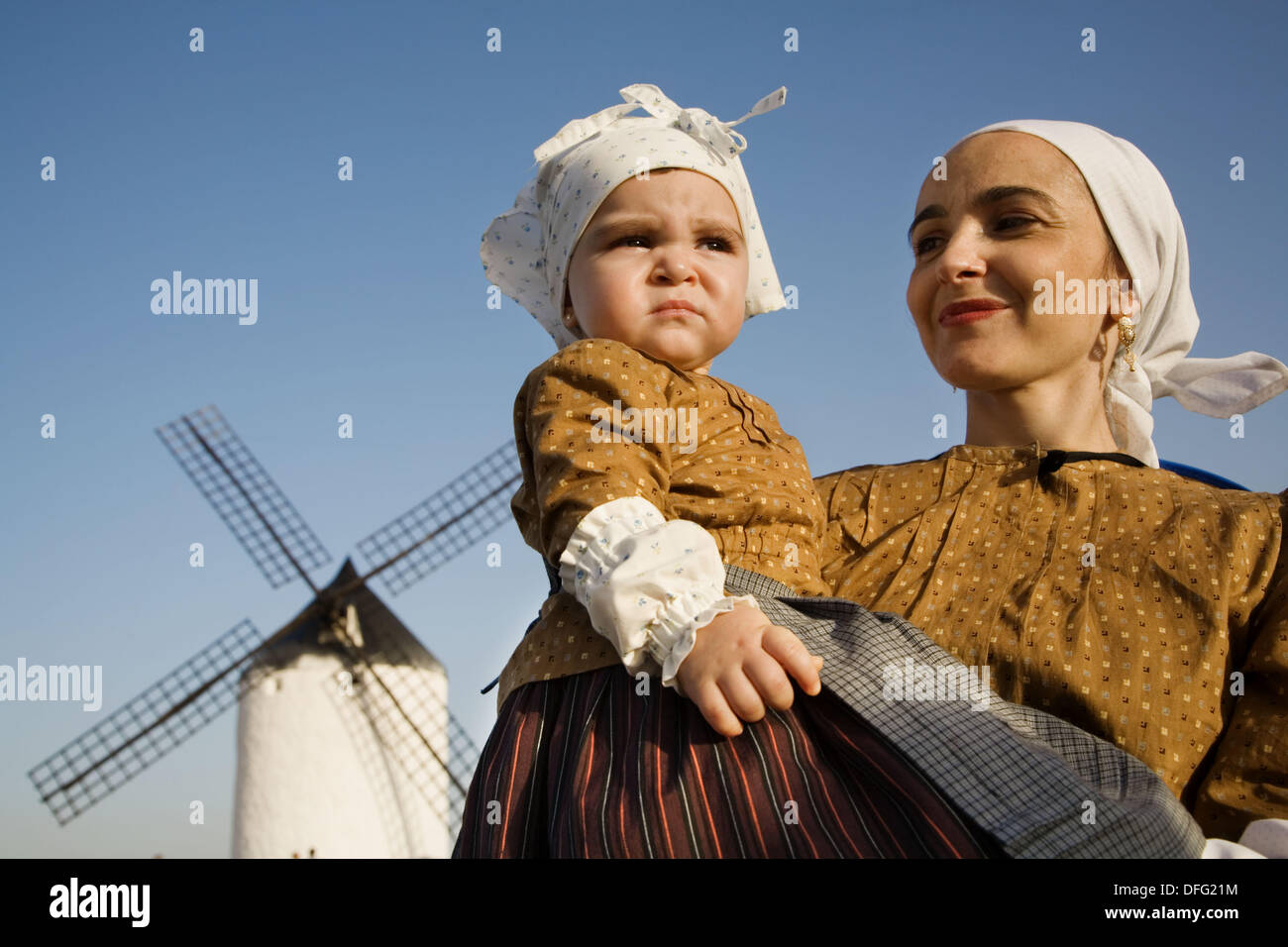 Mother and daughter in traditional costumes, Saffron Rose Festival held