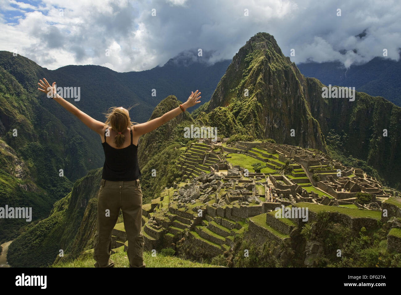 Machu Picchu sacred city of the Inca empire, Cusco region, Peru Stock Photo
