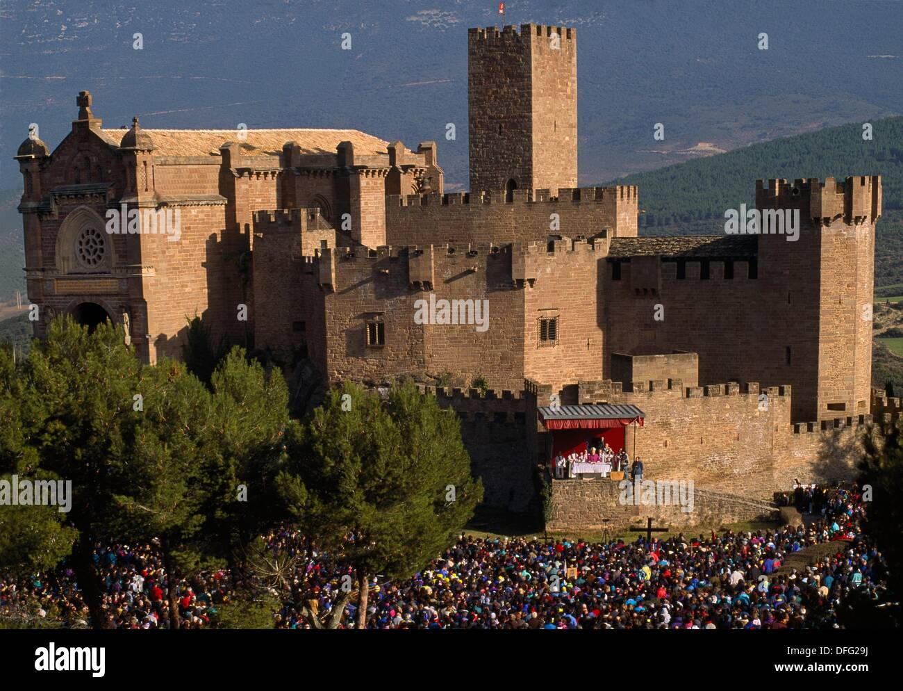 ´Javierada´ pilgrimage to the castle of Javier, Navarra, Spain Stock Photo