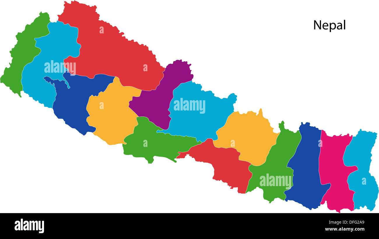 Colorful Nepal map Stock Photo