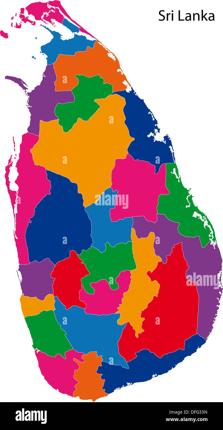 Colorful Sri Lanka map Stock Photo
