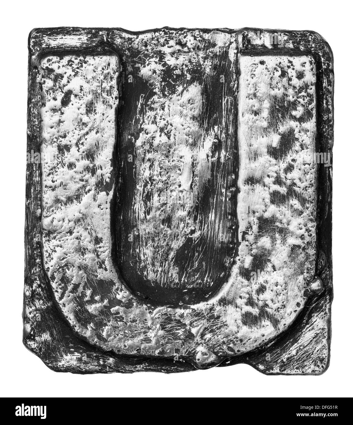 Metal alloy alphabet letter U Stock Photo
