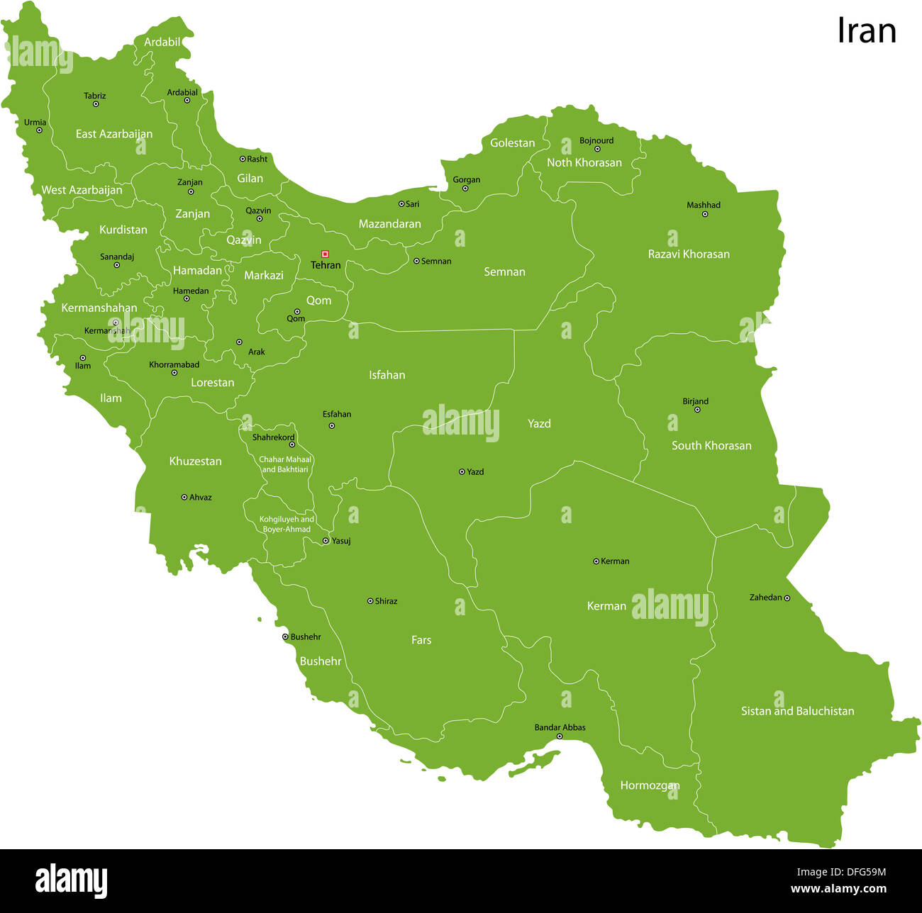 Green Iran map Stock Photo