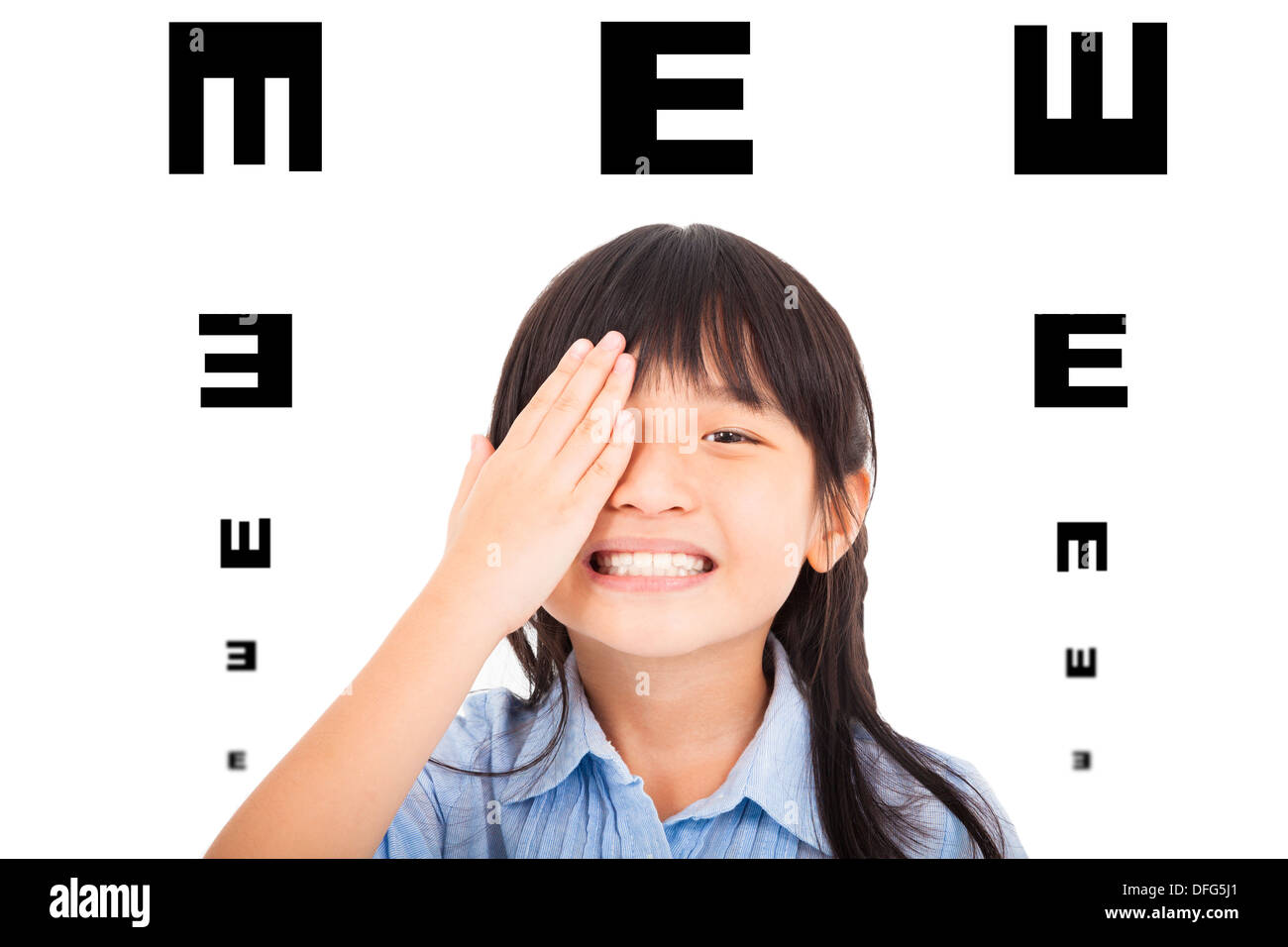 happy child with eyesight concept Stock Photo