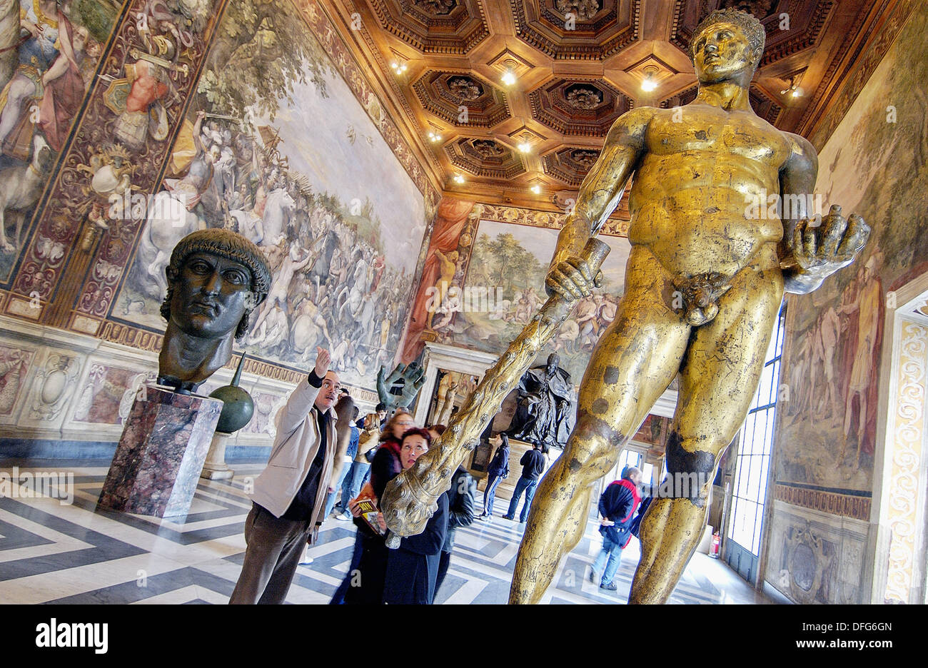 Hercules golden bronze statue (2nd century B.C.) in the Orazi e Curiazi Room, Capitoline Museum. Rome. Italy Stock Photo