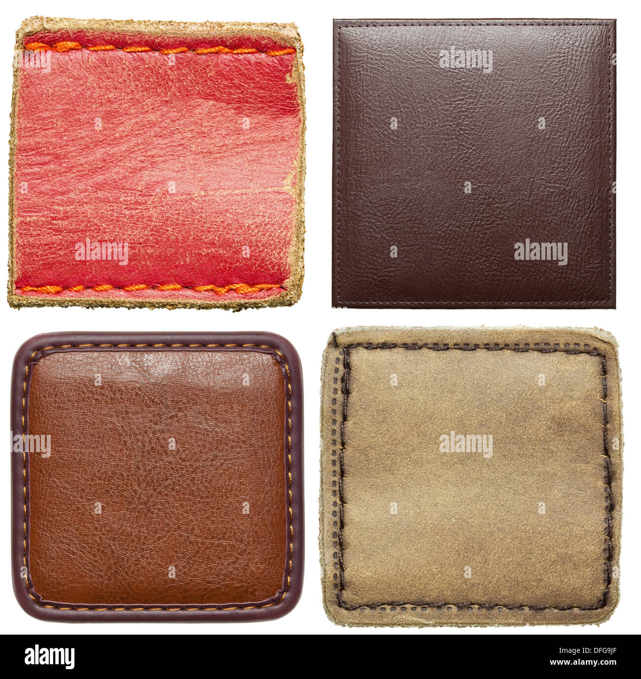 Blank square shape leather labels Stock Photo Alamy