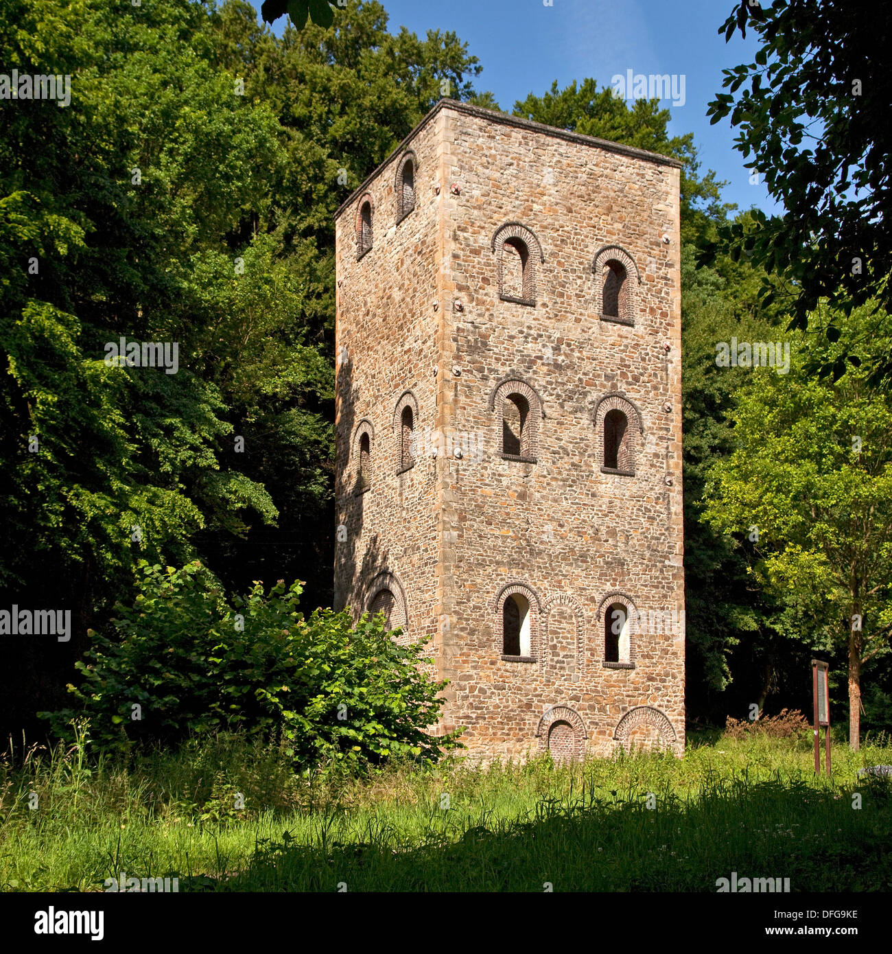 Malakowturm tower of the former colliery of Zeche Brockhauser Tiefbau, Bochum, Ruhr district, North Rhine-Westphalia, Germany Stock Photo