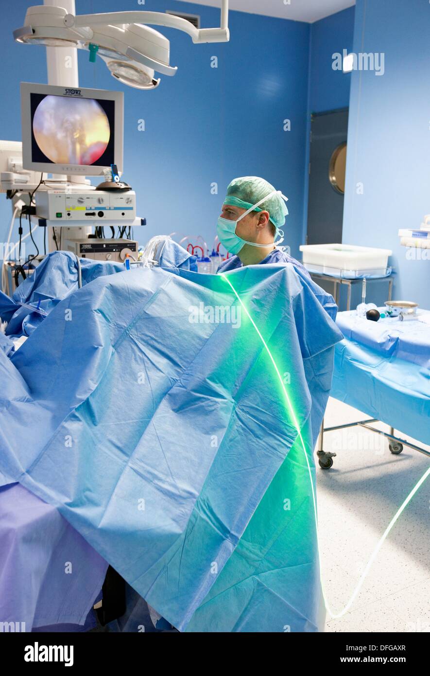 Prostate surgery using a green laser, urology. Hospital Policlinica  Gipuzkoa, San Sebastian, Donostia, Euskadi, Spain Stock Photo - Alamy