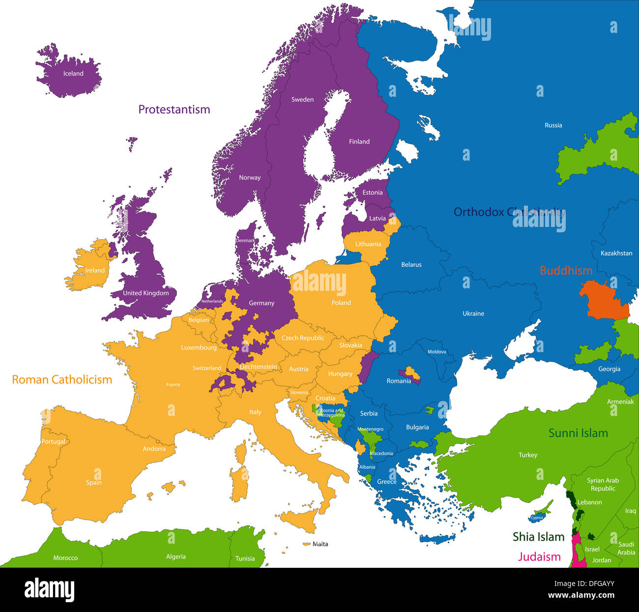 Predominant religious in Europe Stock Photo