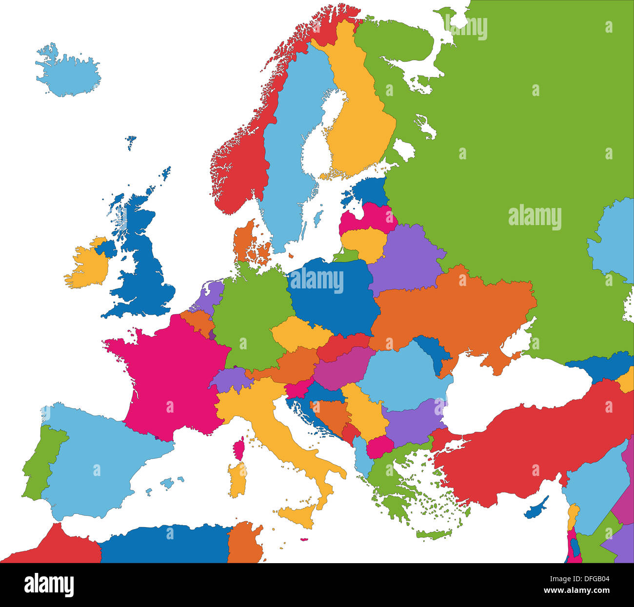 Colorful Europe map Stock Photo
