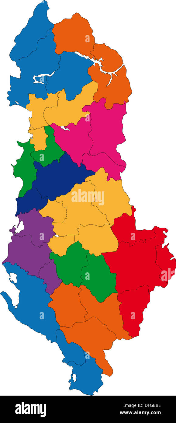 Colorful Albania map Stock Photo
