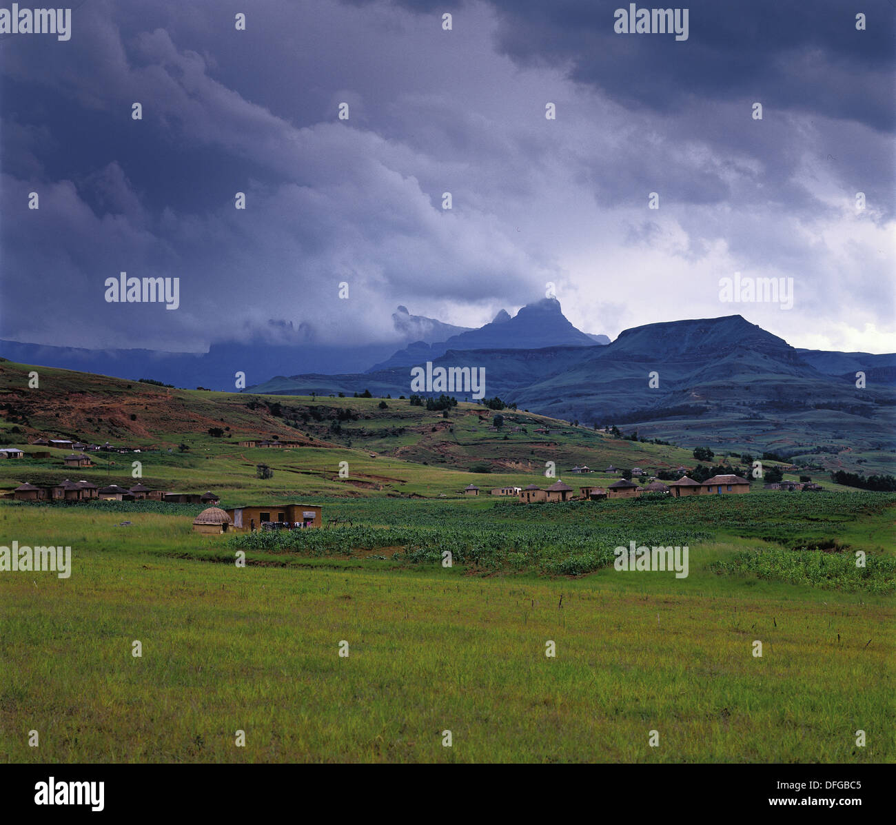 Storm clouds gathering near Mnweni in the Northern Drakensberg Stock Photo
