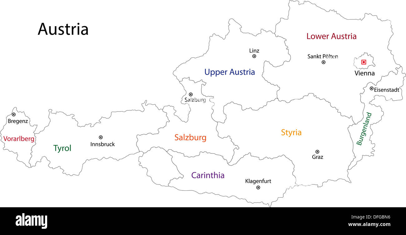 Outline Austria map Stock Photo