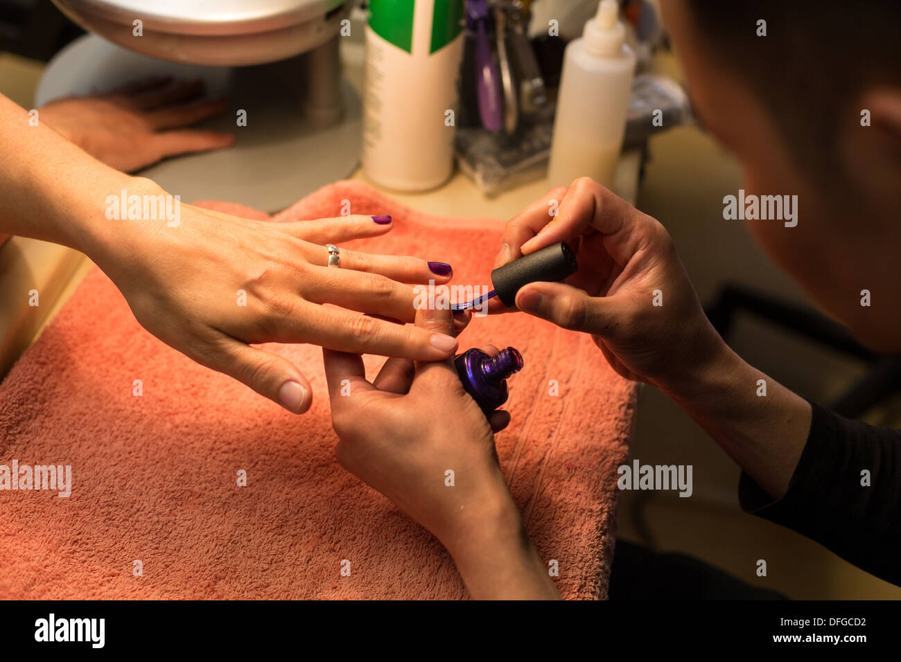 Manicure at a Nail Bar Stock Photo