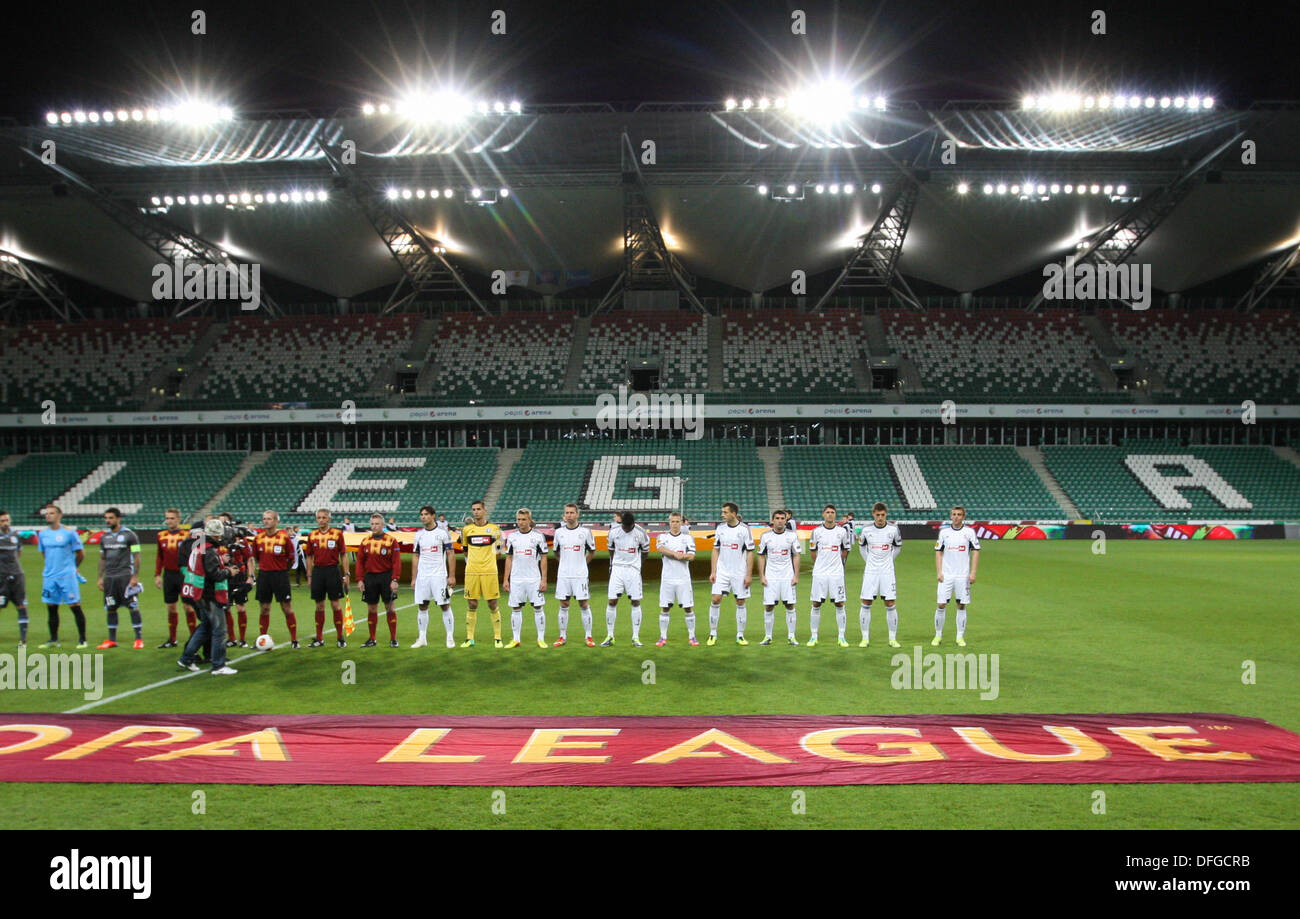Warsaw, Poland. 03rd Oct, 2013. Legia Warsaw line up before the Europa League game between Legia Warsaw and Apollon Limassol from the Polish Army Stadium. © Action Plus Sports/Alamy Live News Stock Photo