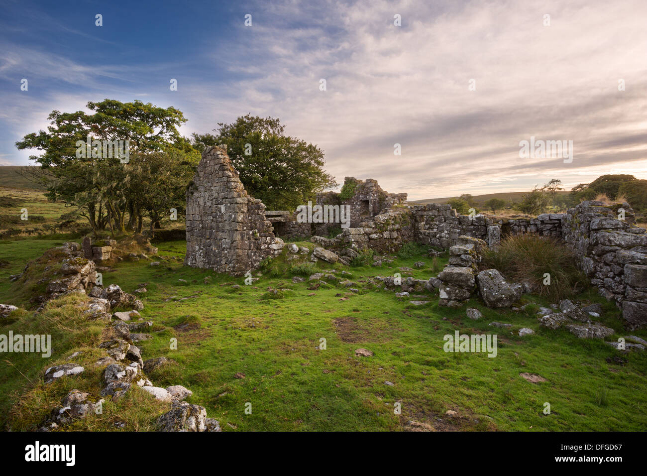 The abandoned ruins of John House , Dartmoor National Park